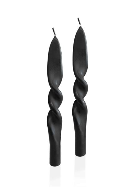The Mia Burgu Şamdan Mumu 2'li Set 25 cm - Black