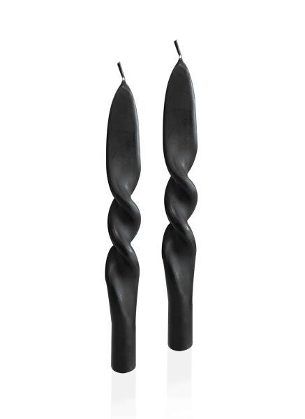 The Mia Burgu Şamdan Mumu 2'li Set 25 cm - Black