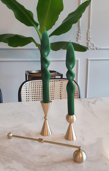 The Mia Burgu Şamdan Mumu 2'li Set 25 cm - Khaki