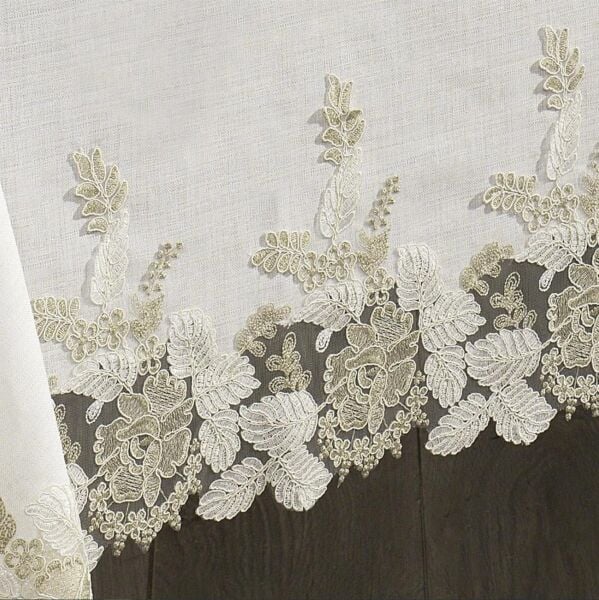 Nazik Home Floransa Dantelli Leke Tutmaz Masa Örtüsü Krem 160X260