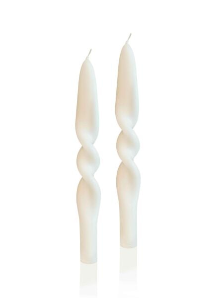 The Mia Burgu Şamdan Mumu 2'li Set 25 cm - Krem