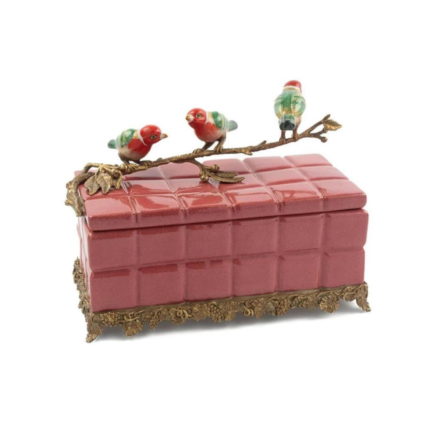 Mikasa Moor Pembe Kare Porselen Kapaklı Kutu 25x23x21cm