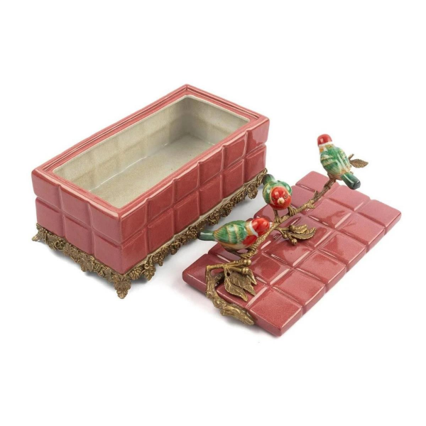 Mikasa Moor Pembe Kare Porselen Kapaklı Kutu 25x23x21cm