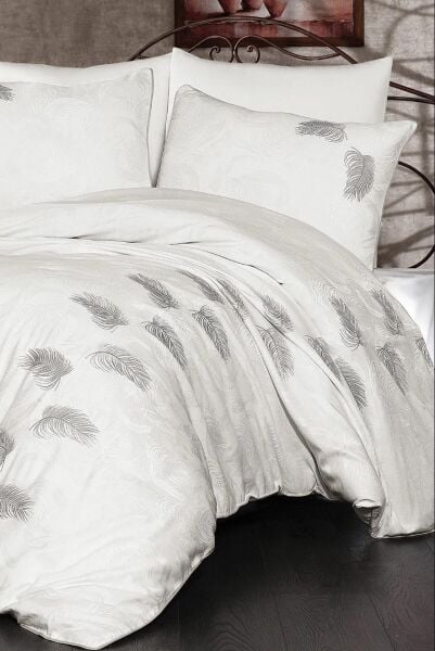 Nazik Home Belissa Nakışlı Pamuk Saten 6 Parça Nevresim Takımı Gri Çift Kişilik