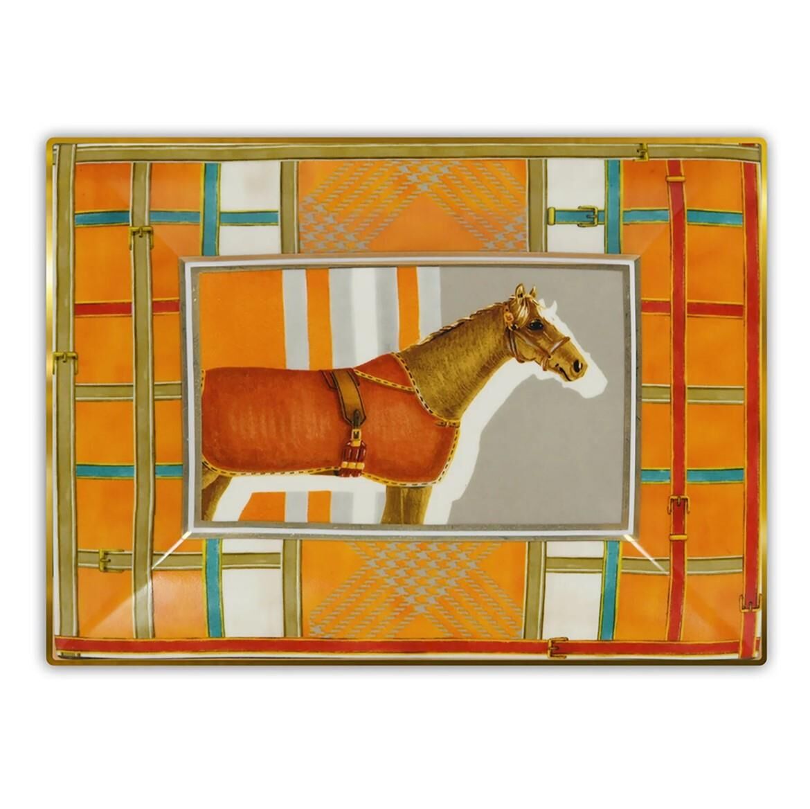 Baci Milano Horses Dikdörtgen Tepsi Melamin - Turuncu