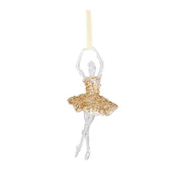 Yılbaşı Süsü Balerin Akrilik Cam Gold 18x8 Cm.