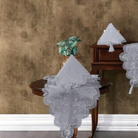 Nazik Home Clara Dantelli Leke Tutmaz 5 Parça Salon Oda Takımı Gri Standart