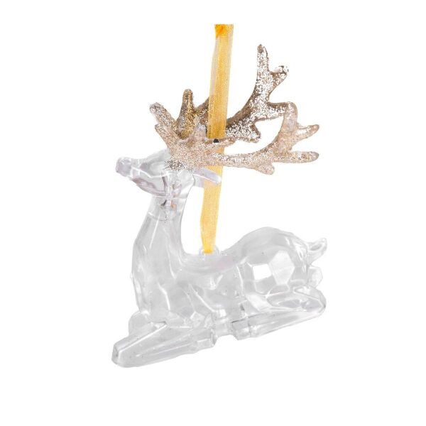 Yılbaşı Süsü Oturan Geyik Akrilik Cam 9x8 Cm.