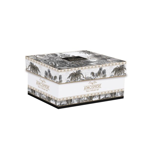 Easy Life Retro Jungle Porselen Çaydanlık 600 ml Metal Demlikli ve 2 Fincanlı 160ml