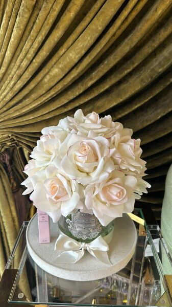 Guerlie&Co 13 Güllü Krem Pembe Geçişli Şeffaf Cam Gümüş Logo