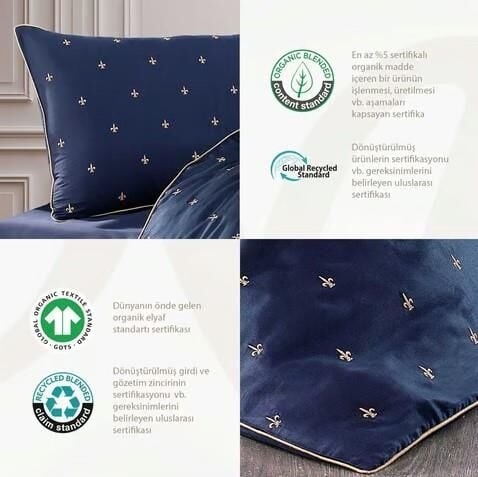 Nazik Home Hermes Pamuklu Nevresim Takımı Lacivert Çift Kişilik