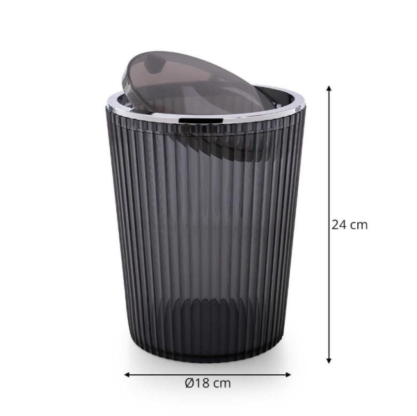 Primanova Nely Çöp Kovası Şeffaf Siyah