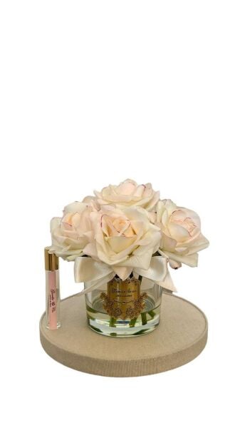 Guerlie&Co 7 Güllü Krem Pembe Geçişli Şeffaf Cam Gold Logo