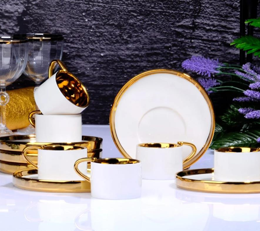 Kosova İst-85 Porselen 90cc 6'lı Büyük Tabak Fincan Takımı 4 Renk