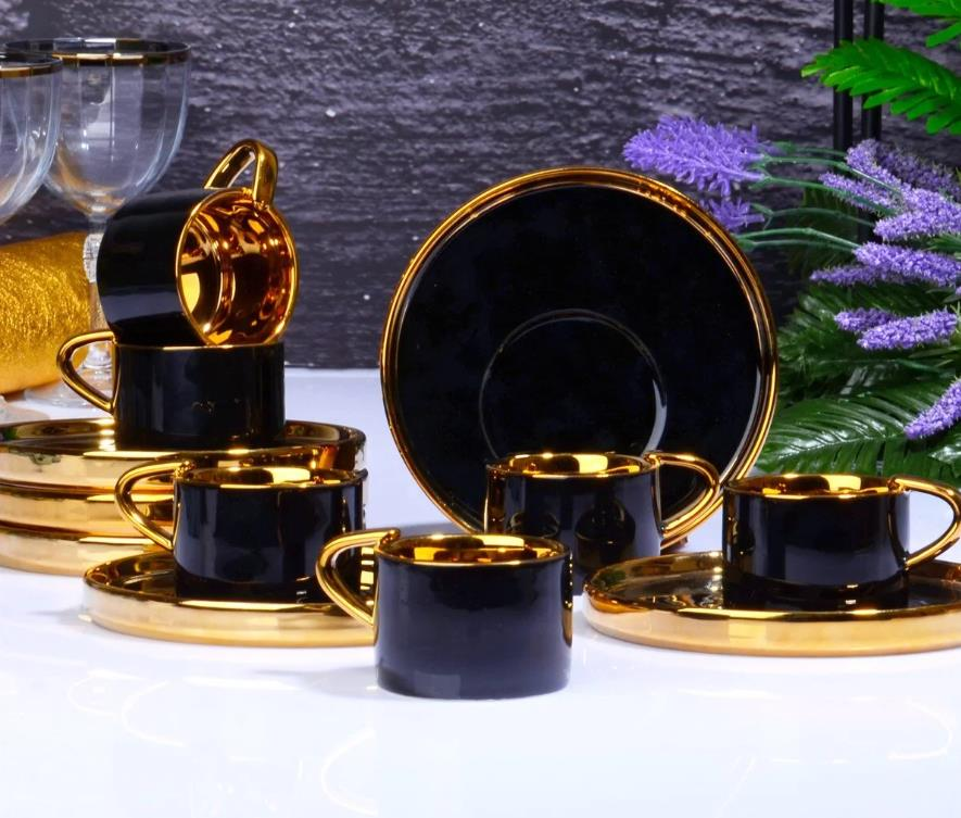 Kosova İst-85 Porselen 90cc 6'lı Büyük Tabak Fincan Takımı 4 Renk