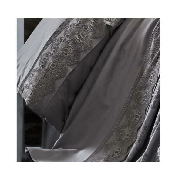 Nazik Home Valeria Dantelli Nevresim Takımı Ve Pike 7 Parça Seti Gri CK