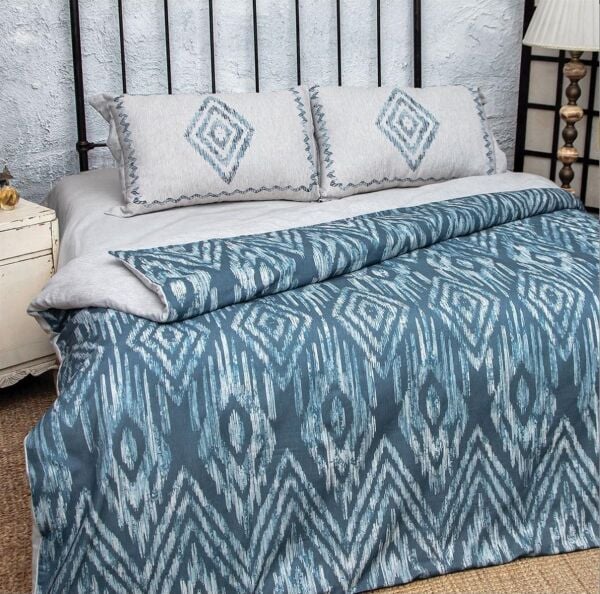 Nazik Home Verona Dijital Baskı Nevresim Takımı Mavi King Size