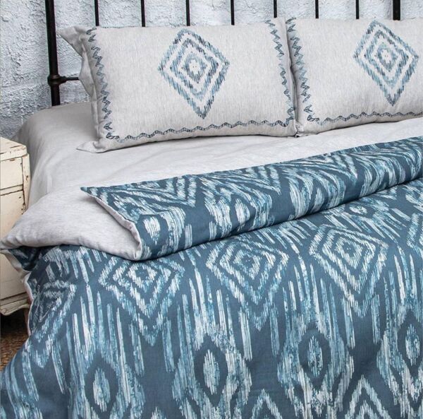 Nazik Home Verona Dijital Baskı Nevresim Takımı Mavi King Size