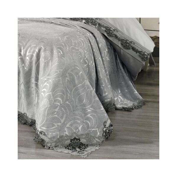 Nazik Home Carina Dantelli Nevresim Takımı Ve Pike 7 Parça Seti Gri Çift Kişilik