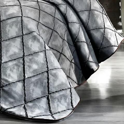 Nazik Home Deri Süet Görünümlü Jakarlı Parma Yatak Örtüsü Gri Çift Kişilik