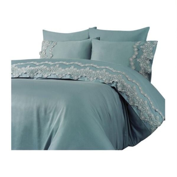 Nazik Home Elegance Dantelli Nevresim Takımı Mavi Çift Kişilik