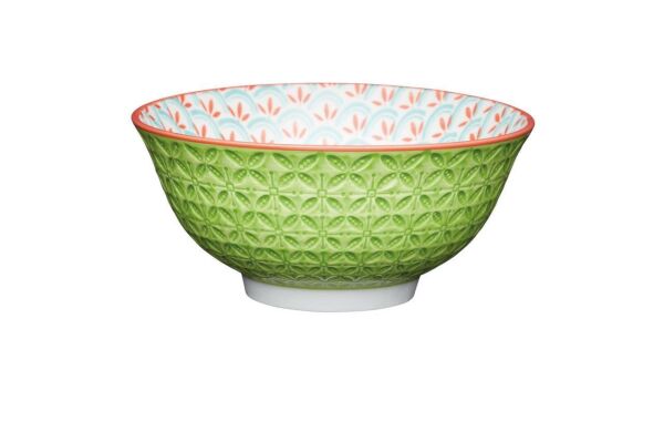 Mikasa Glazed Sırlı Seramik Kase Geometrik Açık Yeşil Desenli