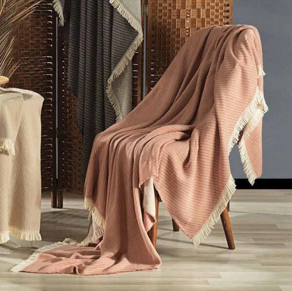 Nazik Home Volga Throw Battaniye Pudra 140x190