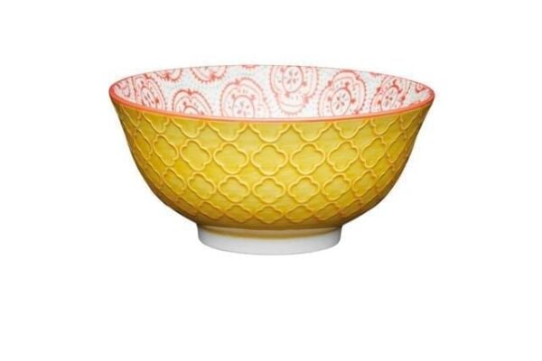 Mikasa Glazed Sırlı Seramik Kase Sarı Çiçek Desenli