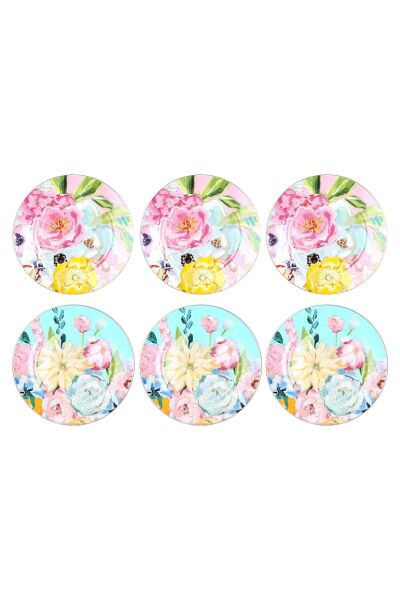 Lucky Art Peony Bone 6lı 20cm Servis Tabağı Seti