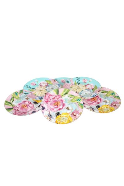 Lucky Art Peony Bone 6lı 20cm Servis Tabağı Seti