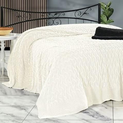 Nazik Home Emma Triko Battaniye Krem Çift Kişilik