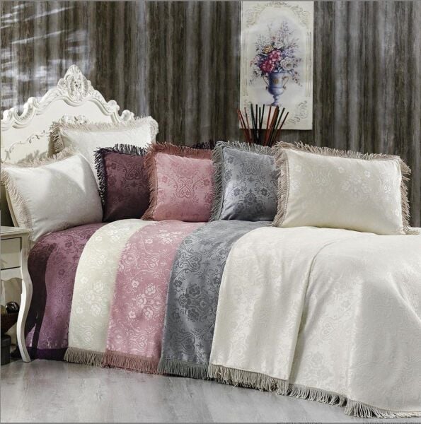 Nazik Home Sultan Yatak Örtüsü Krem Çift Kişilik