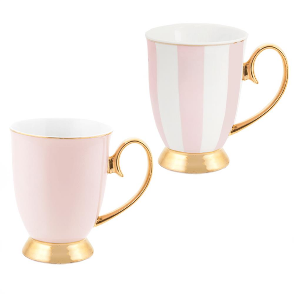 Cristina Re Blush Stripe & Blush Mug Set of 2