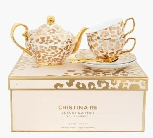 Cristina Re Luxury Louis Leopard Two Cup Teaset - Limited Edition