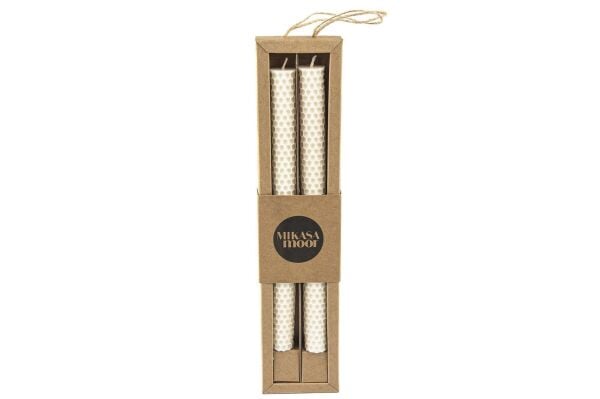 Mikasa Moor Petek Beyaz Mat 25 cm 2'li mum