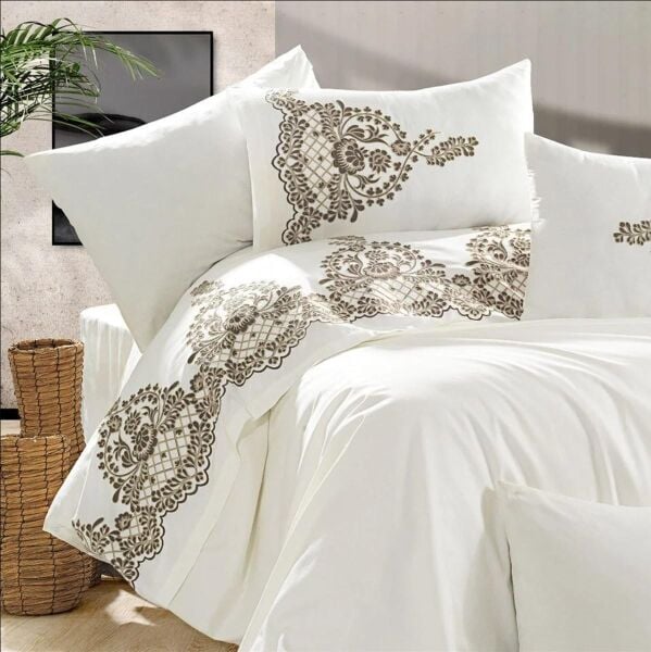 Nazik Home Monza Pamuk Saten Nevresim Takımı Vizon Çift Kişilik