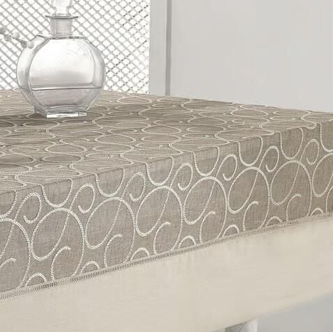 Nazik Home Glory Özel İşlemeli Keten Masa Örtüsü Bej 160X260