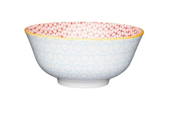 Mikasa Glazed Sırlı Seramik Kase Geometrik Mavi Desenli