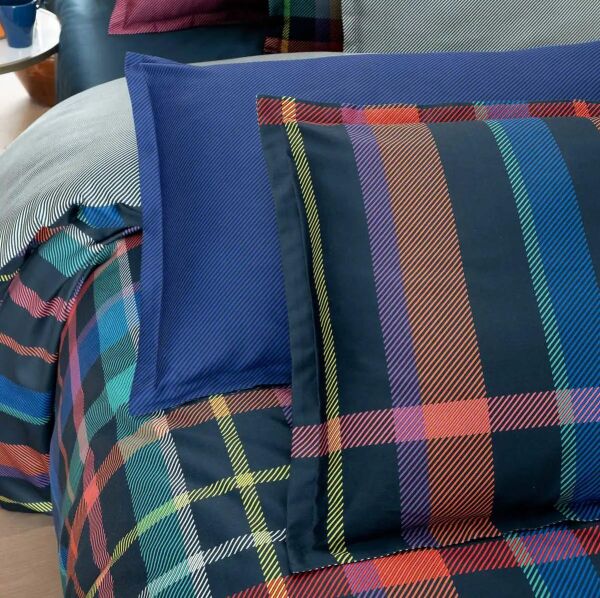 Sarev Merlin Saten Nevresim Takımı Çift Kişilik 4Yastık-Lacivert