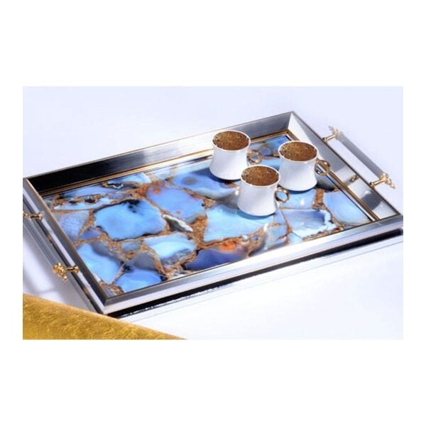 Kosova GA-301 Kulp Lüx Dikdörtgen Tepsi 50 x 31 Gümüş