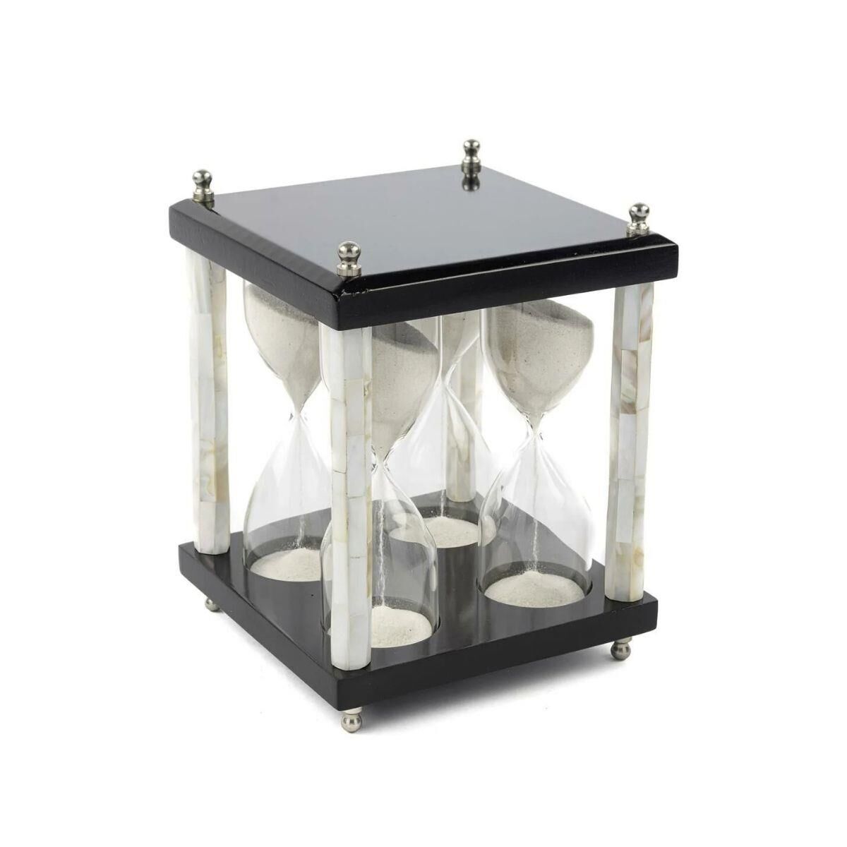 Mikasa Moor Siyah Sedef 4lü Dekor Kum Saati 15x15x20cm