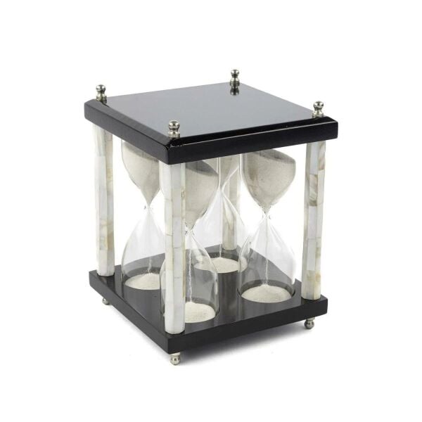 Mikasa Moor Siyah Sedef 4lü Dekor Kum Saati 15x15x20cm