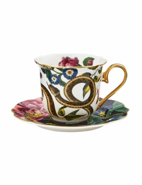 Spode Creatures Of Curiosity Çay Fincan+Tab Yılan&Siyah