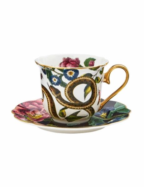 Spode Creatures Of Curiosity Çay Fincan+Tab Yılan&Siyah