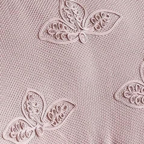 Nazik Home Alegra El Yapımı Triko Nakışlı Battaniye Pudra Çift Kişilik