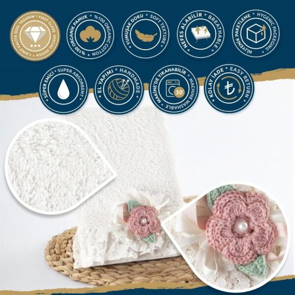 Nazik Home Viano Havlu Krem 50X90