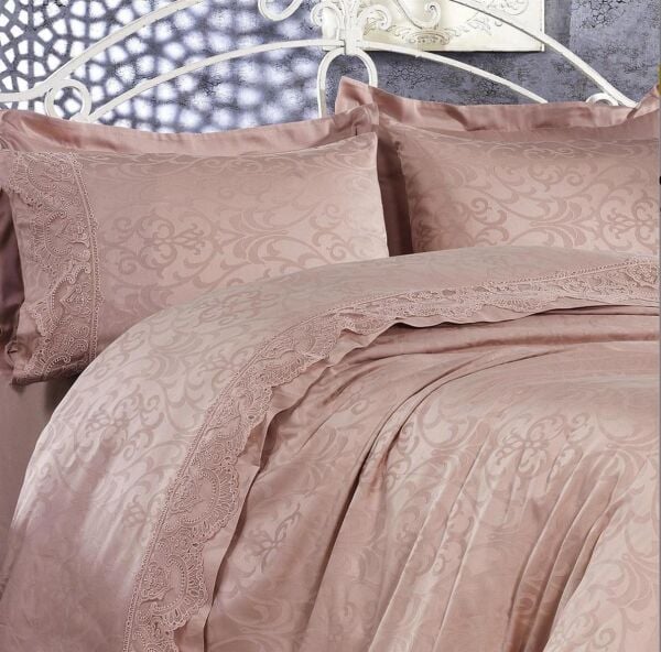 Nazik Home Bolero Jakarlı Nevresim Takımı Pudra Çift Kişilik