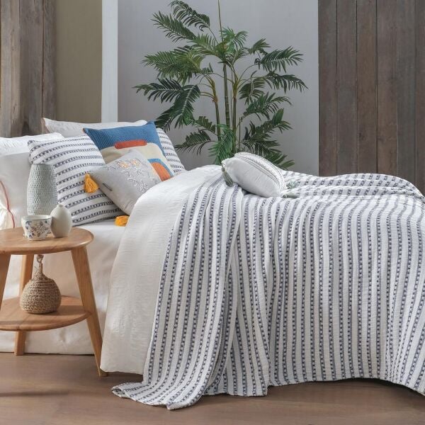 Sarev Flint Yatak Örtüsü Mavi