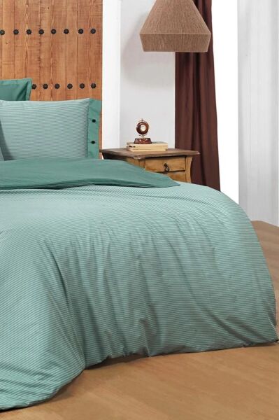 Sarev Fancy Stripe Nevresim Takımı King Size - Koyu Yeşil