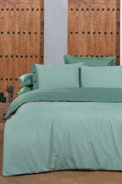 Sarev Fancy Stripe Nevresim Takımı King Size - Koyu Yeşil